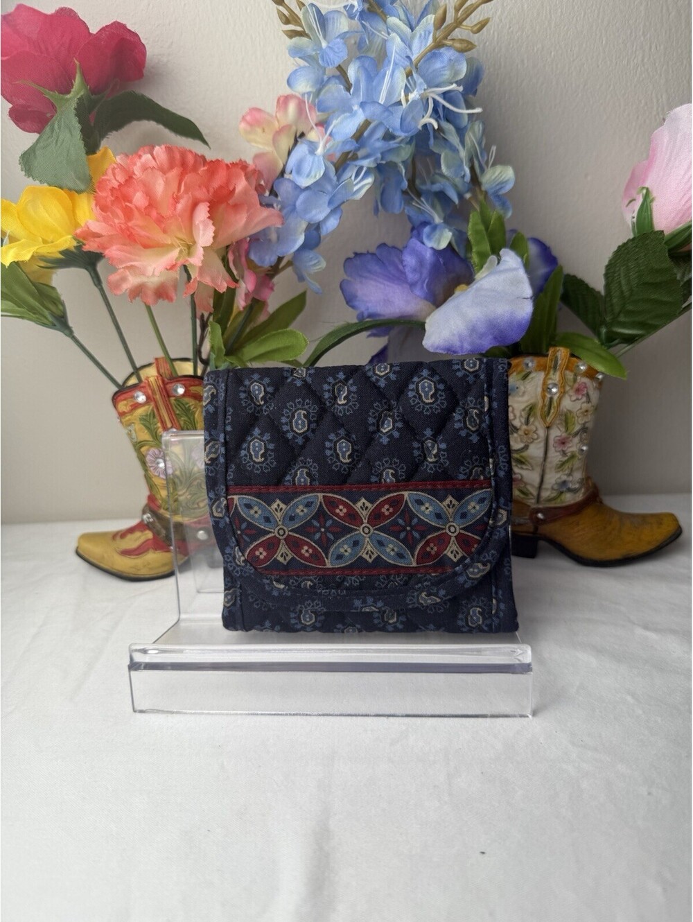 Vera Bradley Classic Navy Pocket Wallet NWOT • Retired Hard to Find • Card Case